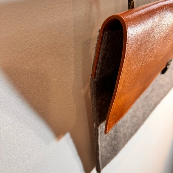 Messenger Leather Felt Brown and Gray Crossbody Bag Envelopes Style Unbranded - Picture 5 of 12